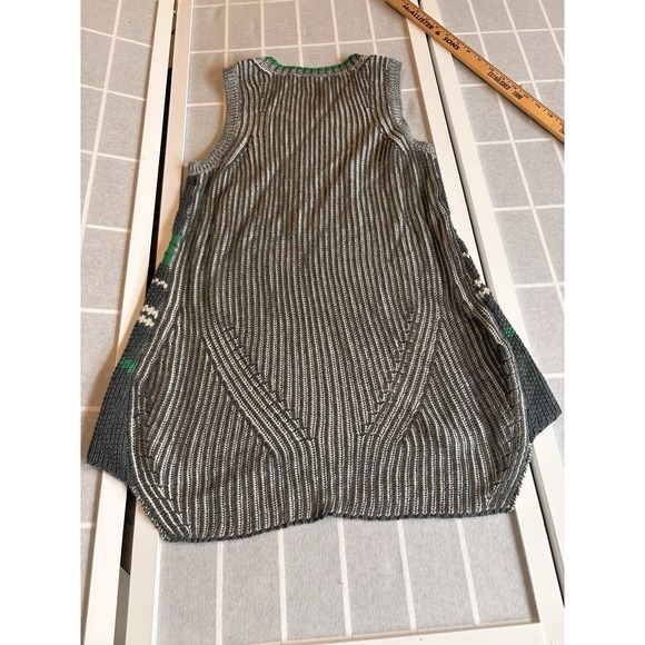 Cabi Sleeveless Sweater Womens Small Gray Green Cream Gardencore Knit Tank Top - Picture 5 of 6